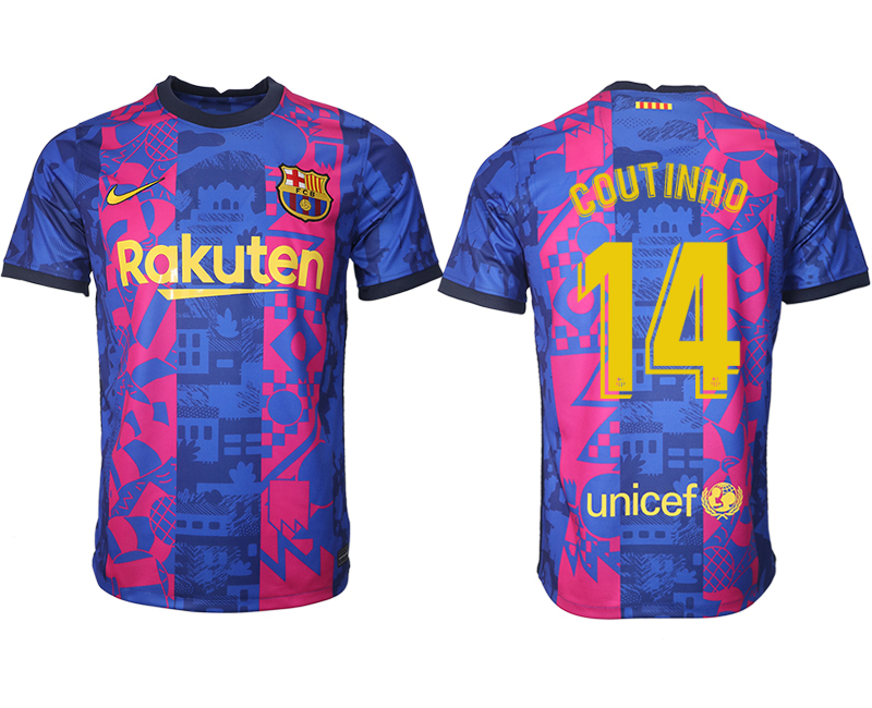Men 2021-2022 Club Barcelona blue training suit aaa version #14 Soccer Jerseys